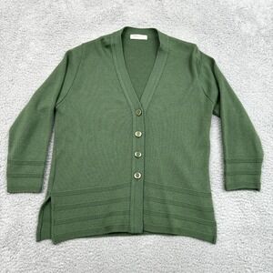 Bonmarche Wool Cardigan Sweater Womens M/L Green Quiet Luxury‎ Elegant Timeless